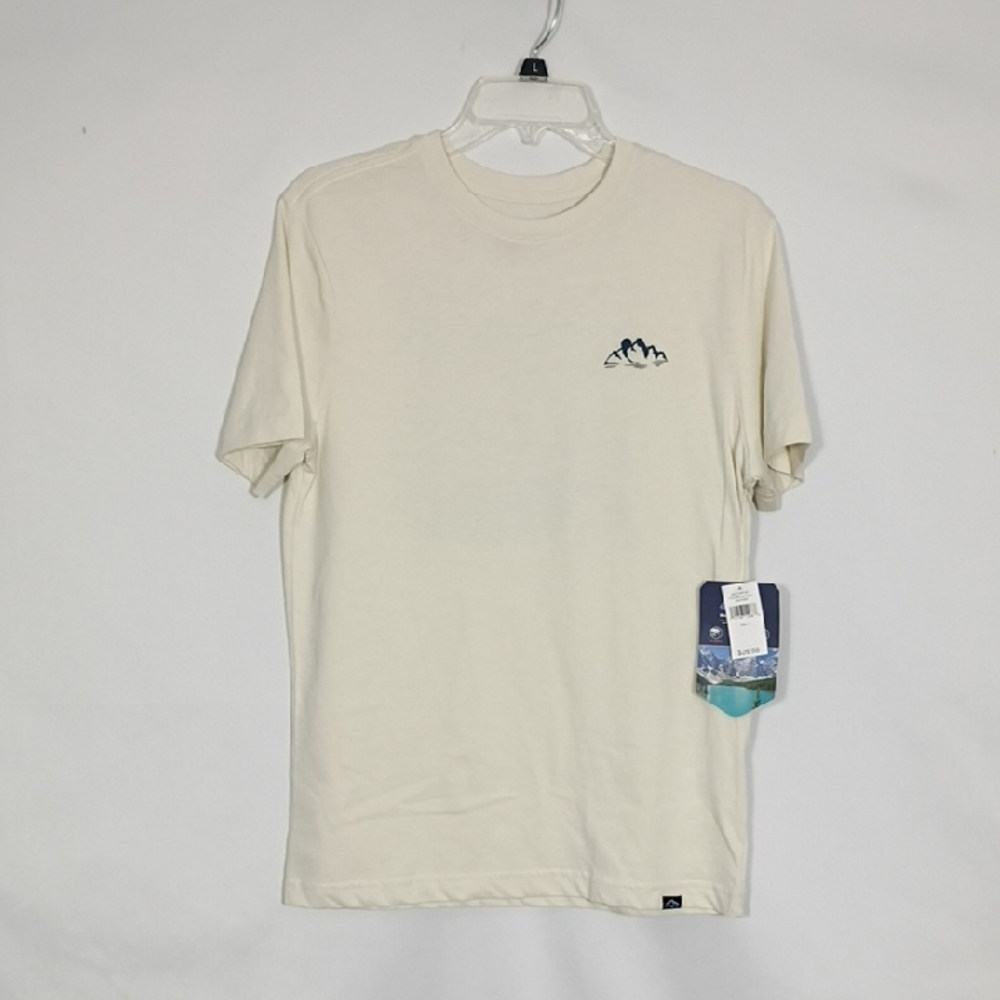 NWT Mountain And Isle Oatmeal Heather Fish Scene Graphic Short Sleeve Shirt Sz S